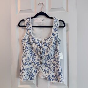 Adriel Floral Button Vest Top